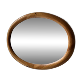 Oval pine mirror Glasmaster Markaryd Sweden 1970s