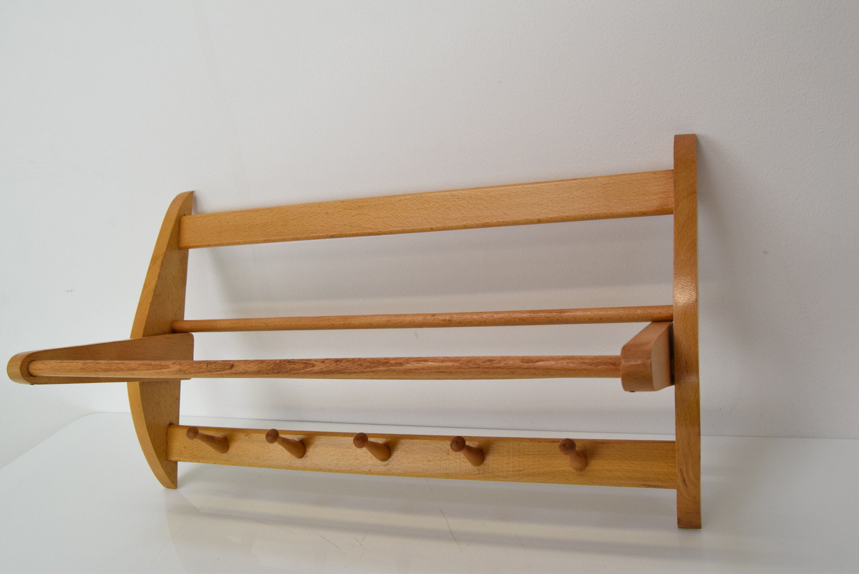 Mid-century wall folding  hanger and shelf, 1960's.