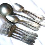 Art Nouveau cutlery with ladle, forks, spoons and ladle