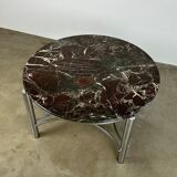 Coffee table with marble top and chrome base