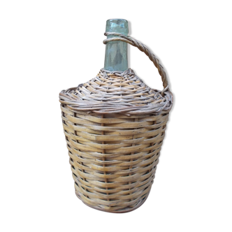 Demijohn glass and wicker plaited
