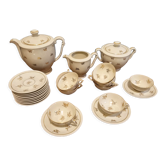 Service complet à café, moka, Alfred Lanternier, porcelaine de Limoges, vintage, pour 10 personnes.
