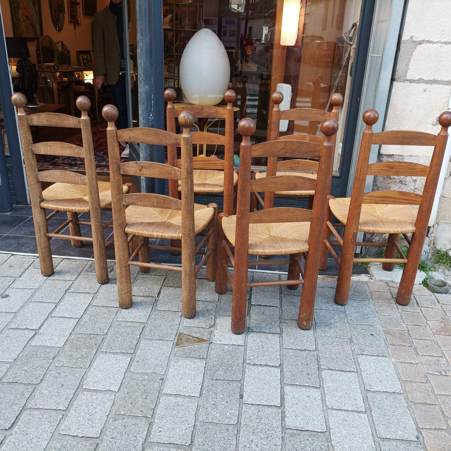 6 dudouyt oak mulched chairs 1950