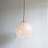 Suspension Space Age in brass and textured glass, 1970s