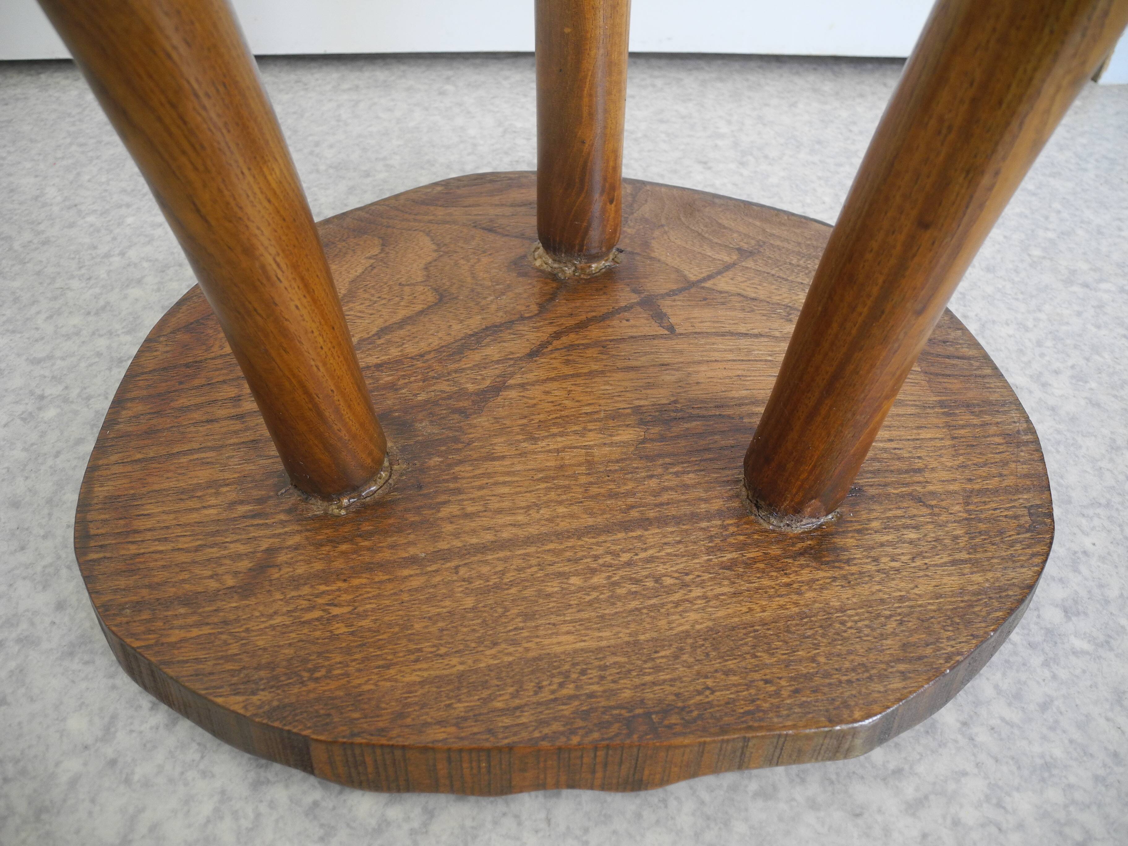 vintage wooden stool brutalist decor plant stand