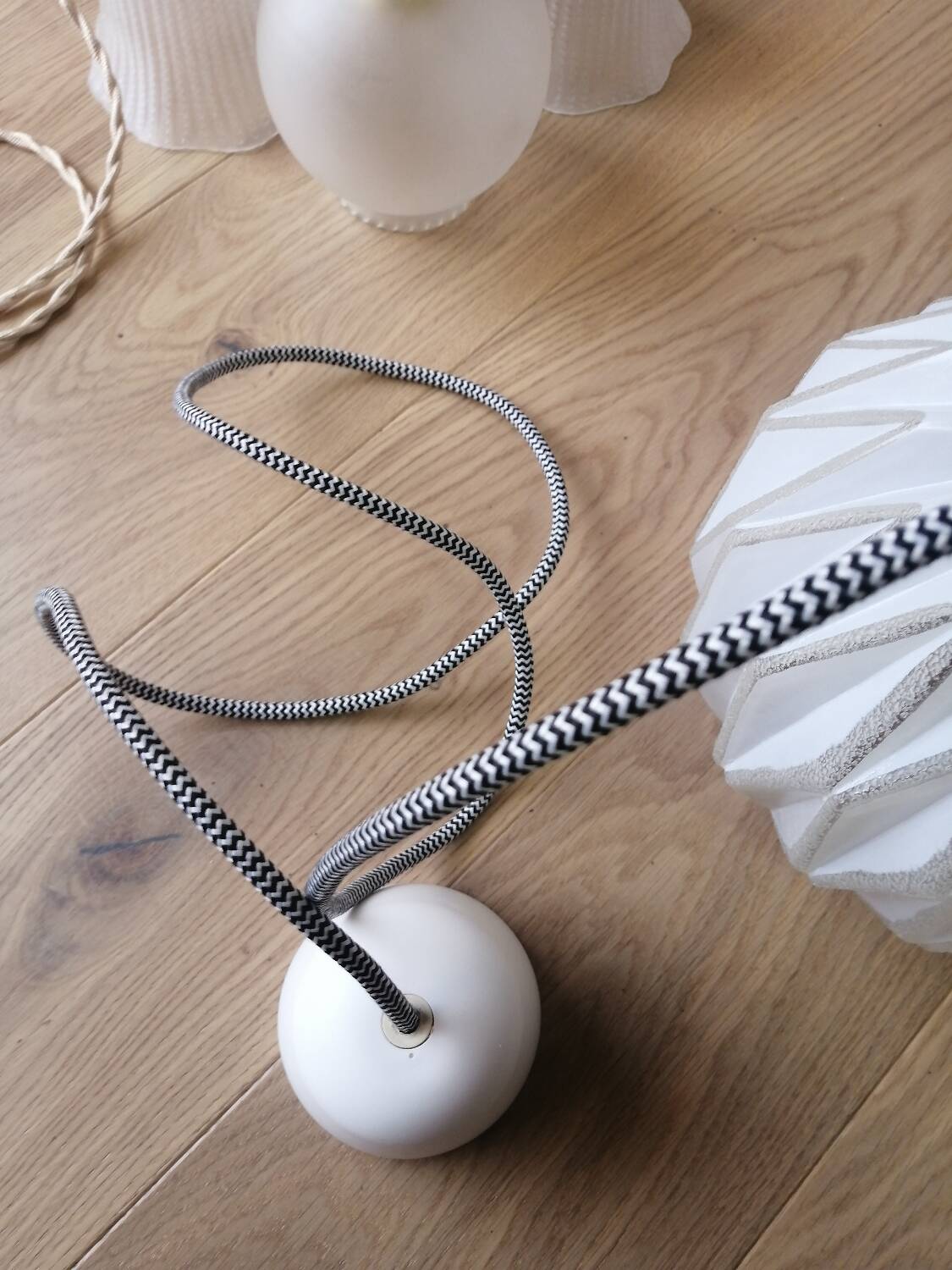 Vintage origami glass globe pendant light