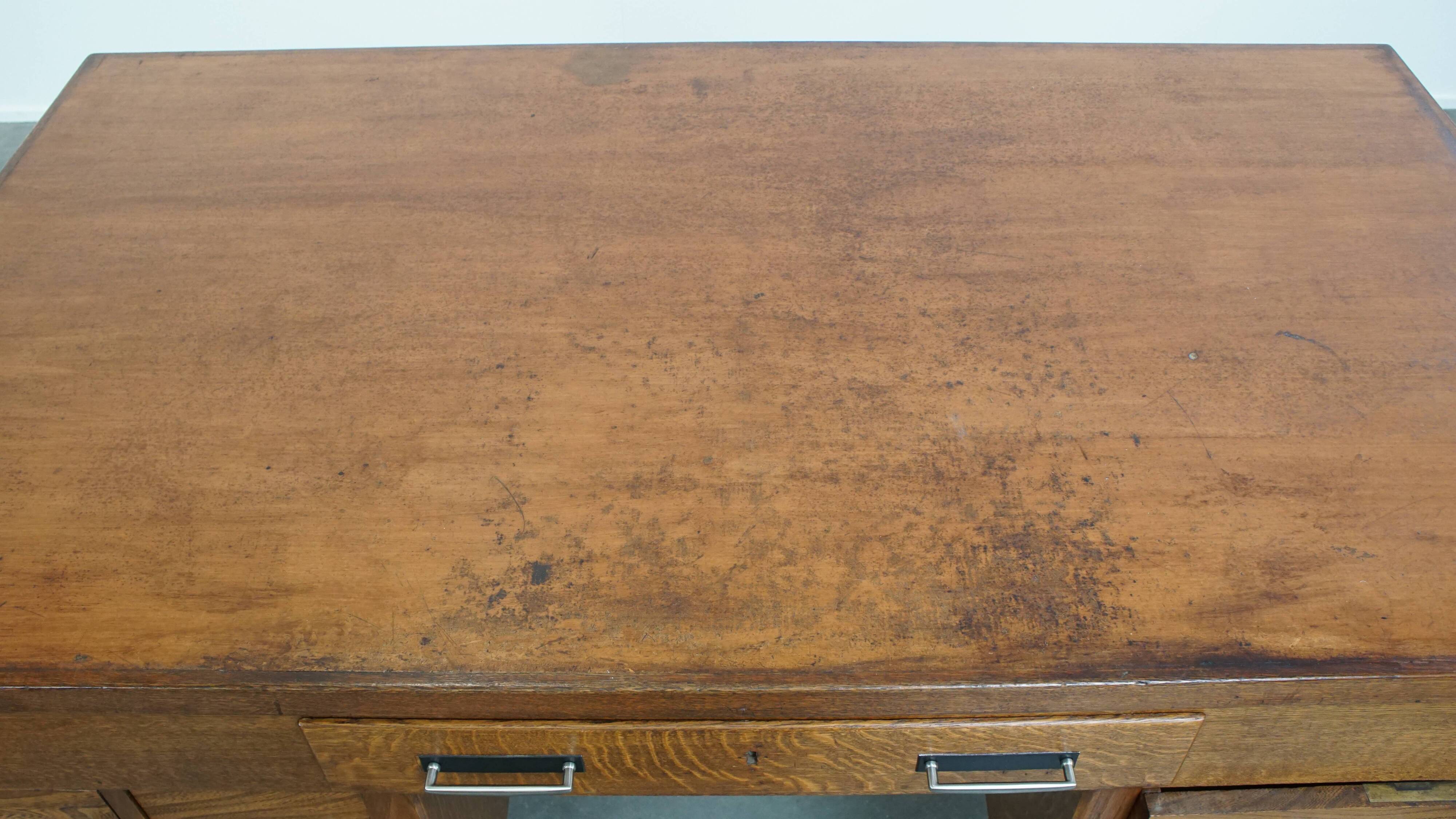 Bureau Art Déco en chêne ancien du début du XXe siècle