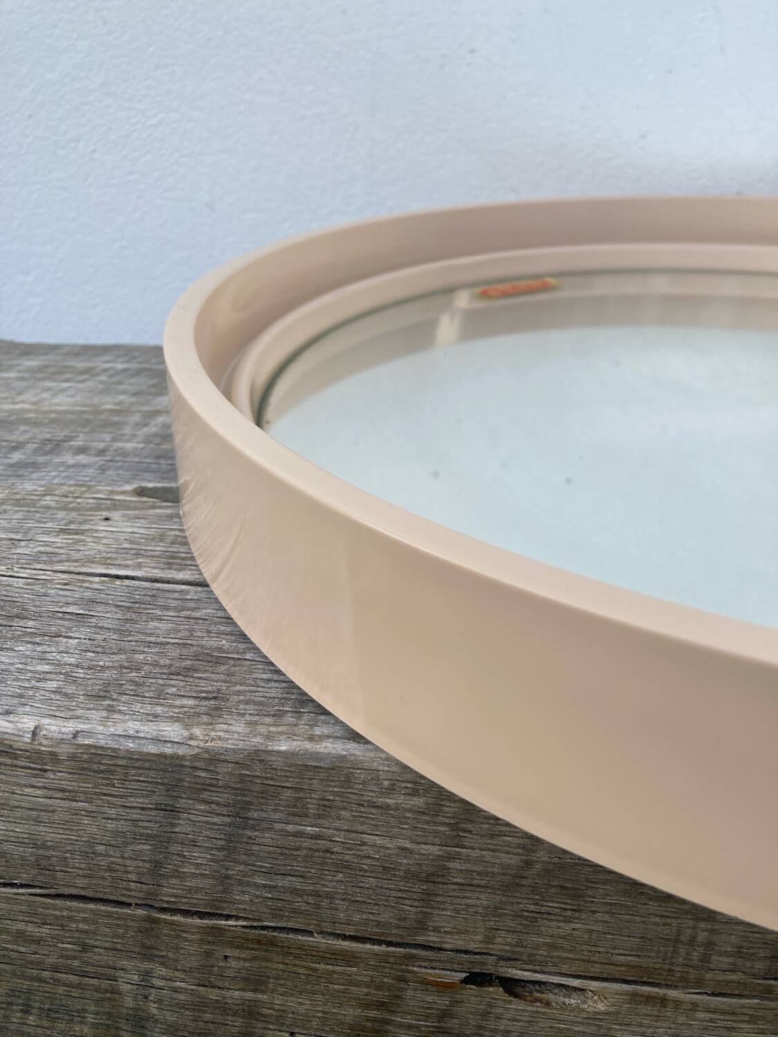 Miroir rond 1960 beige