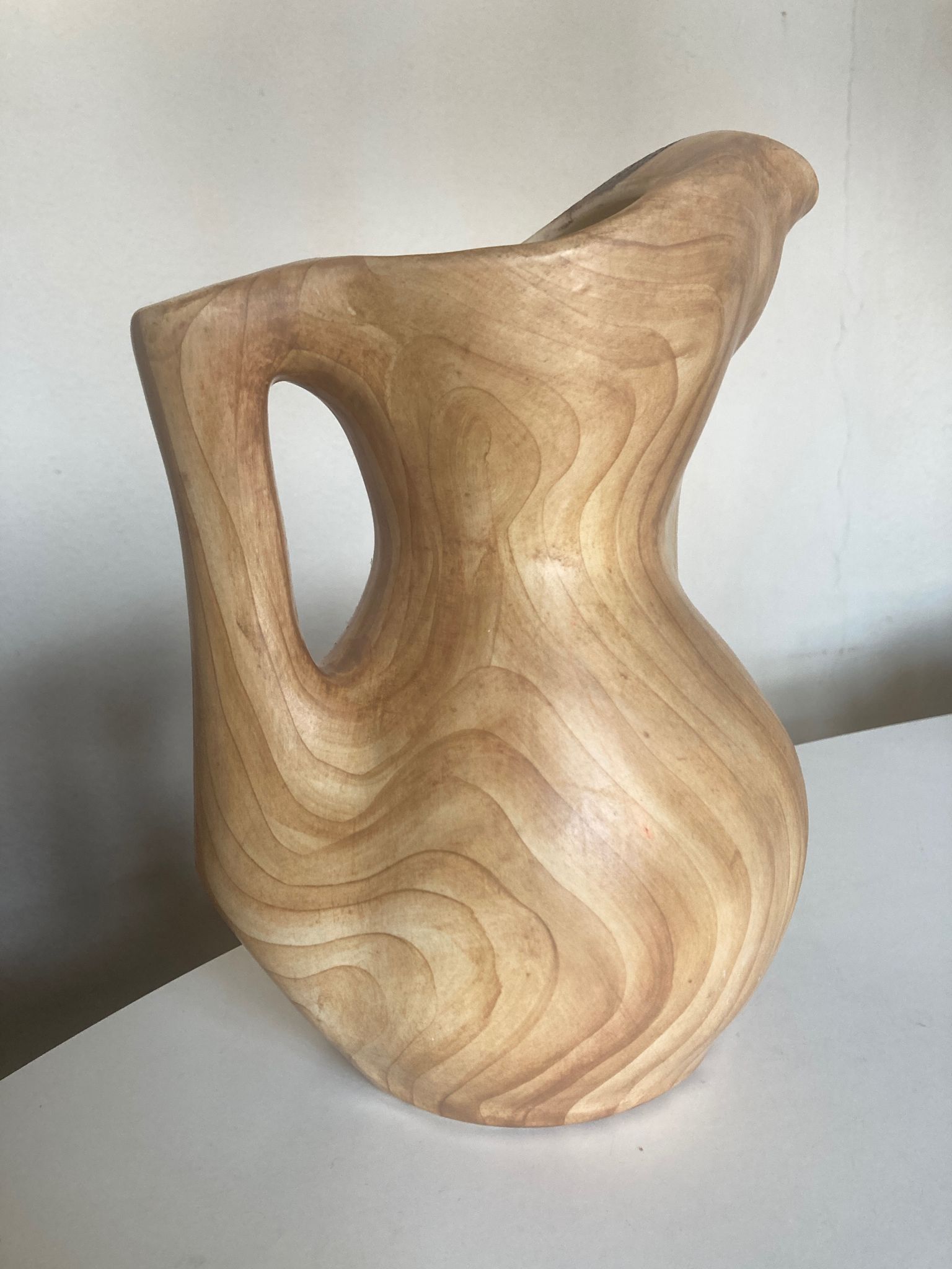Ceramic vase mid century Grandjean in Vallauris faux bois 1960