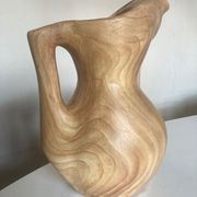 Ceramic vase mid century Grandjean in Vallauris faux bois 1960