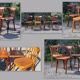 Lot 4 chairs bistro in curved wood years 40/50