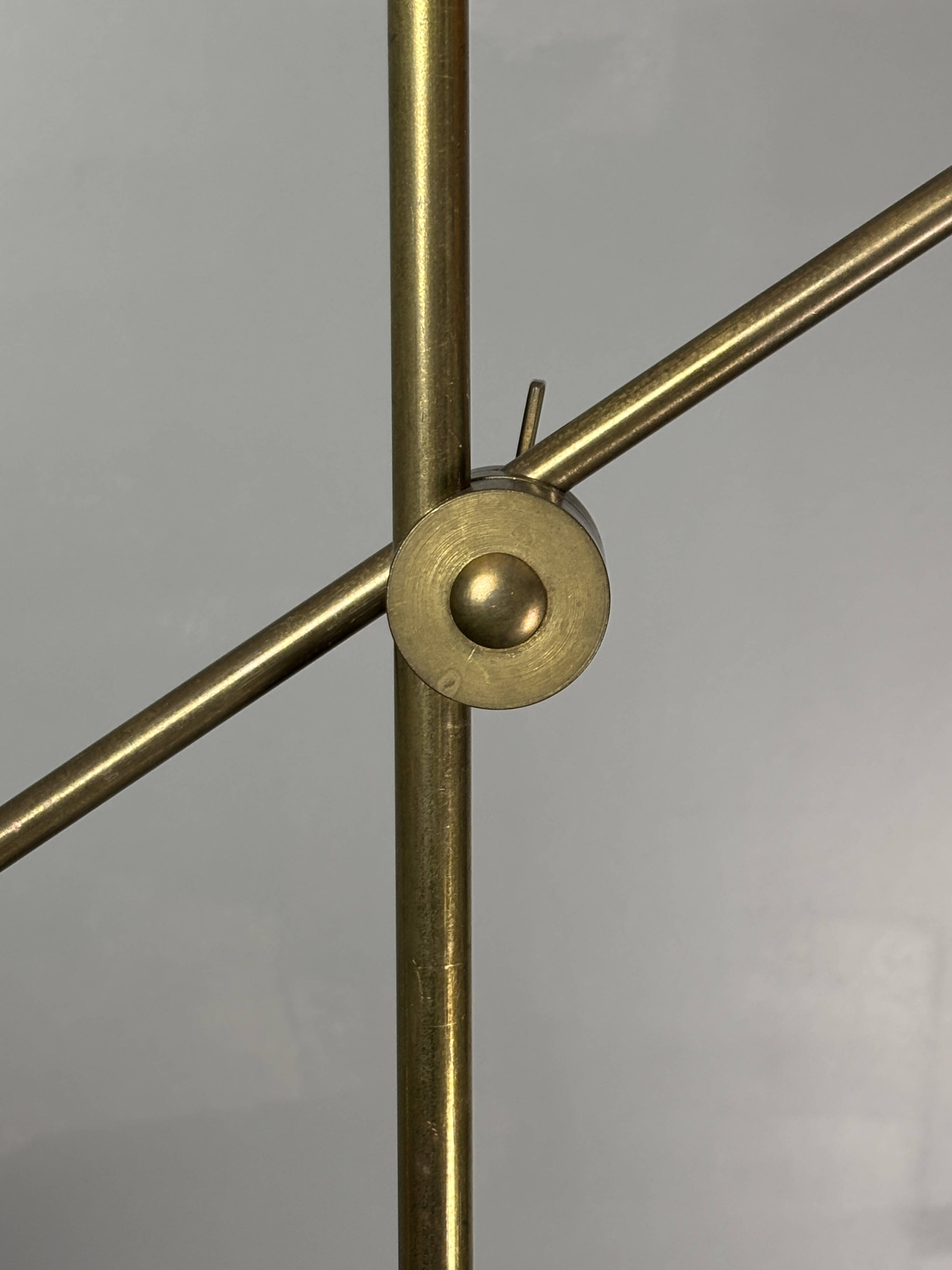 Italian Adjustable Floor Lamp in Pencil Reed Rattan Bamboo and Brass, 1970s