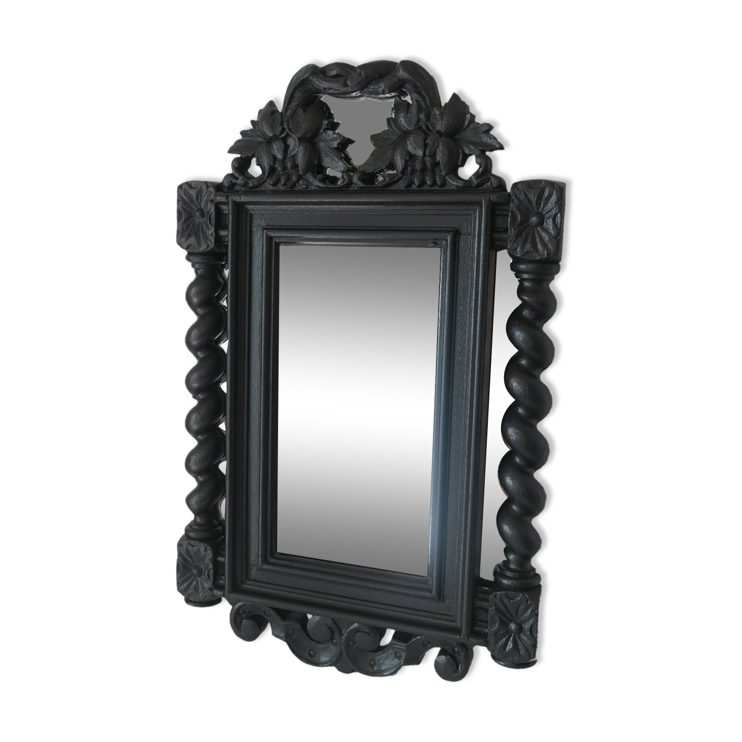 Mirror Louis XIII black wood 38 X 60