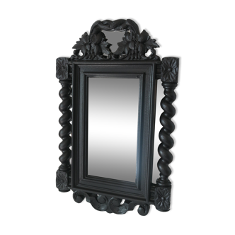 Mirror Louis XIII black wood 38 X 60