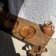 Salad server or large teak spoon, oval shape, split, L30 D9