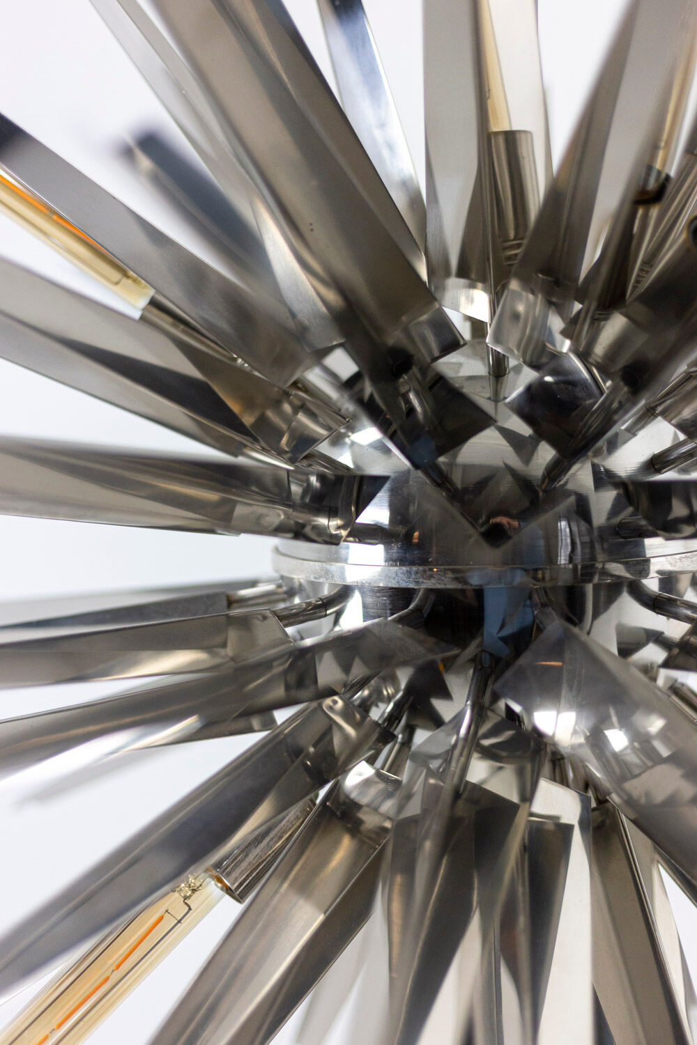 "Gregorian" chrome metal chandelier, contemporary work