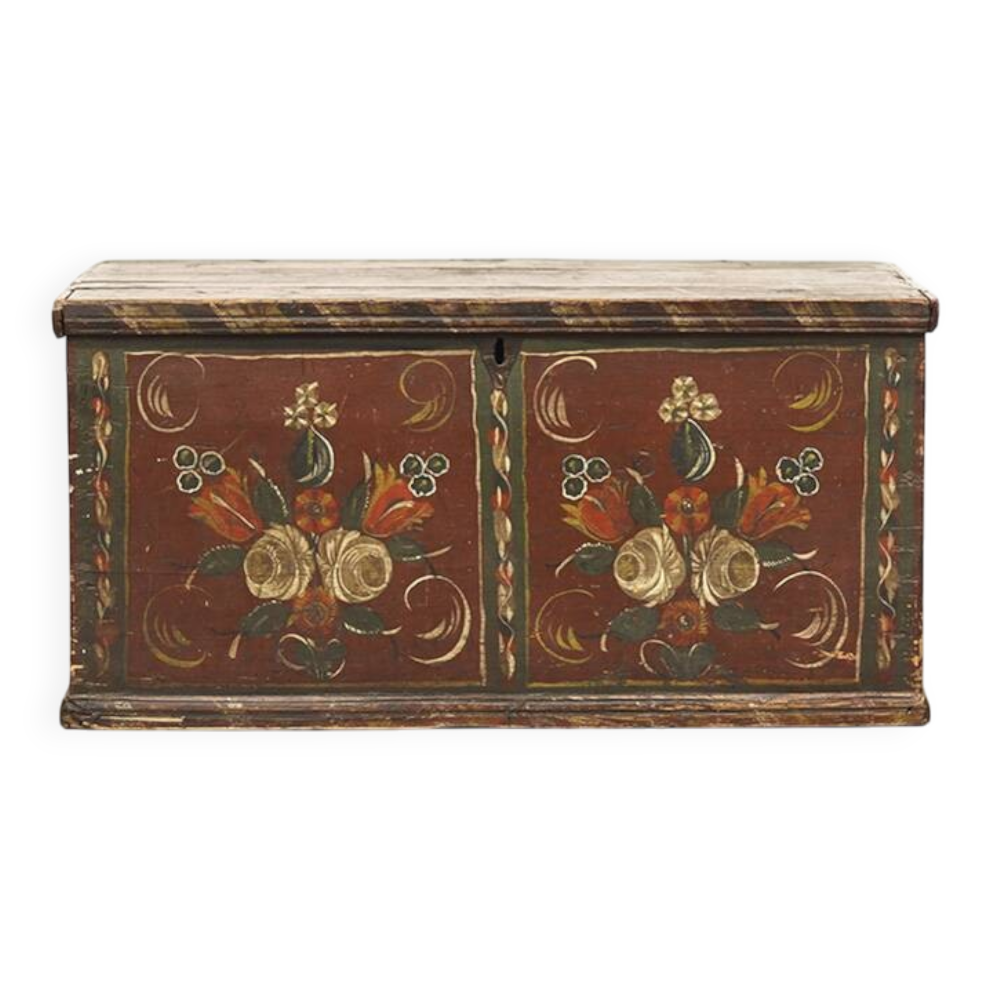 Folk art painted wedding chest
