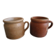 lot of 2 old rustic decorative stoneware pots