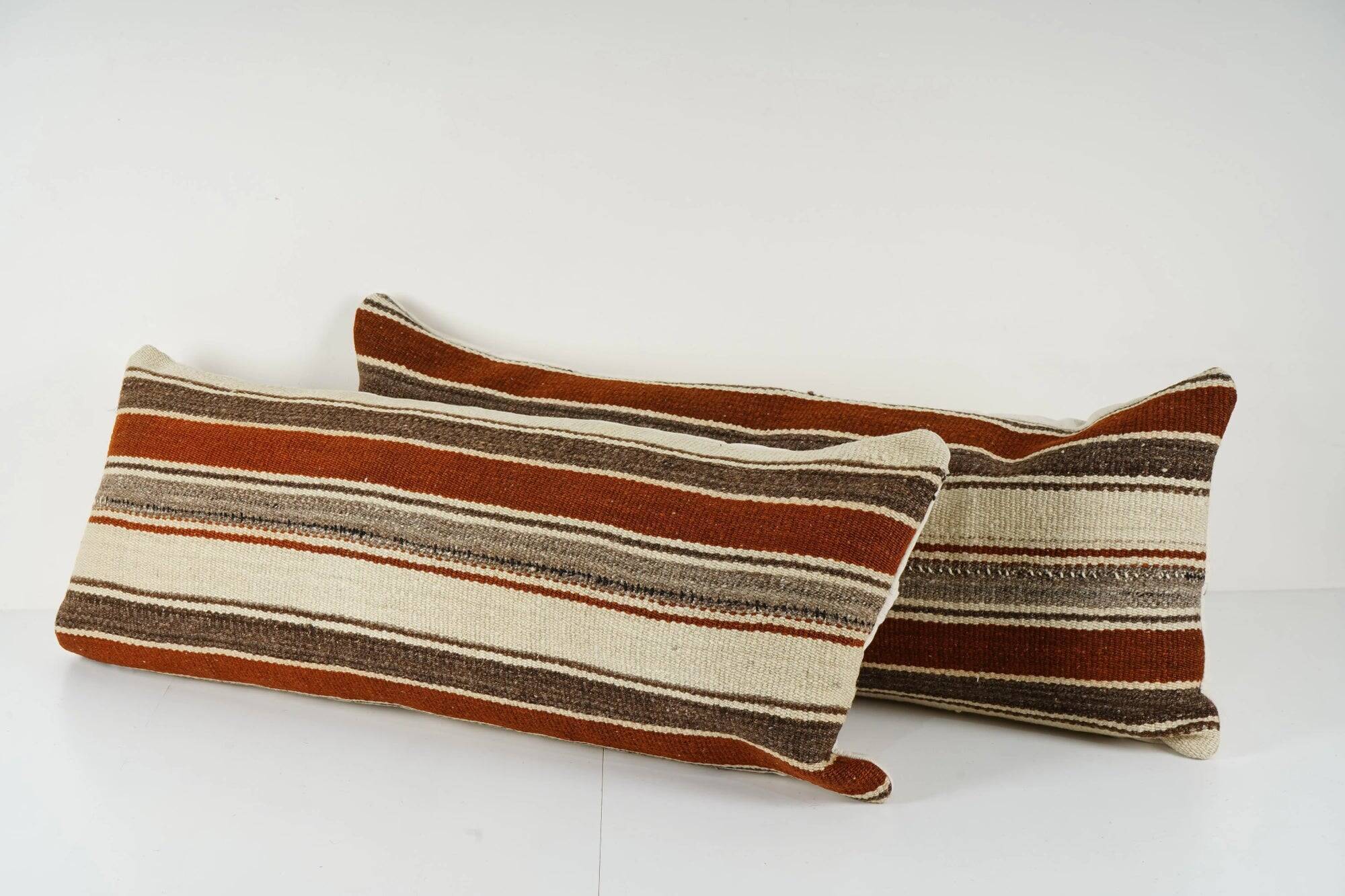 Set of 2 vintage kilim cushion covers 41x102 cm