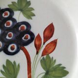 Pair of antique soup plates with hand-painted grape decoration