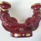 Pair of candlesticks red ceramic fish years 50