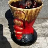 Vintage ceramic vase from Vallauris, signed JAC