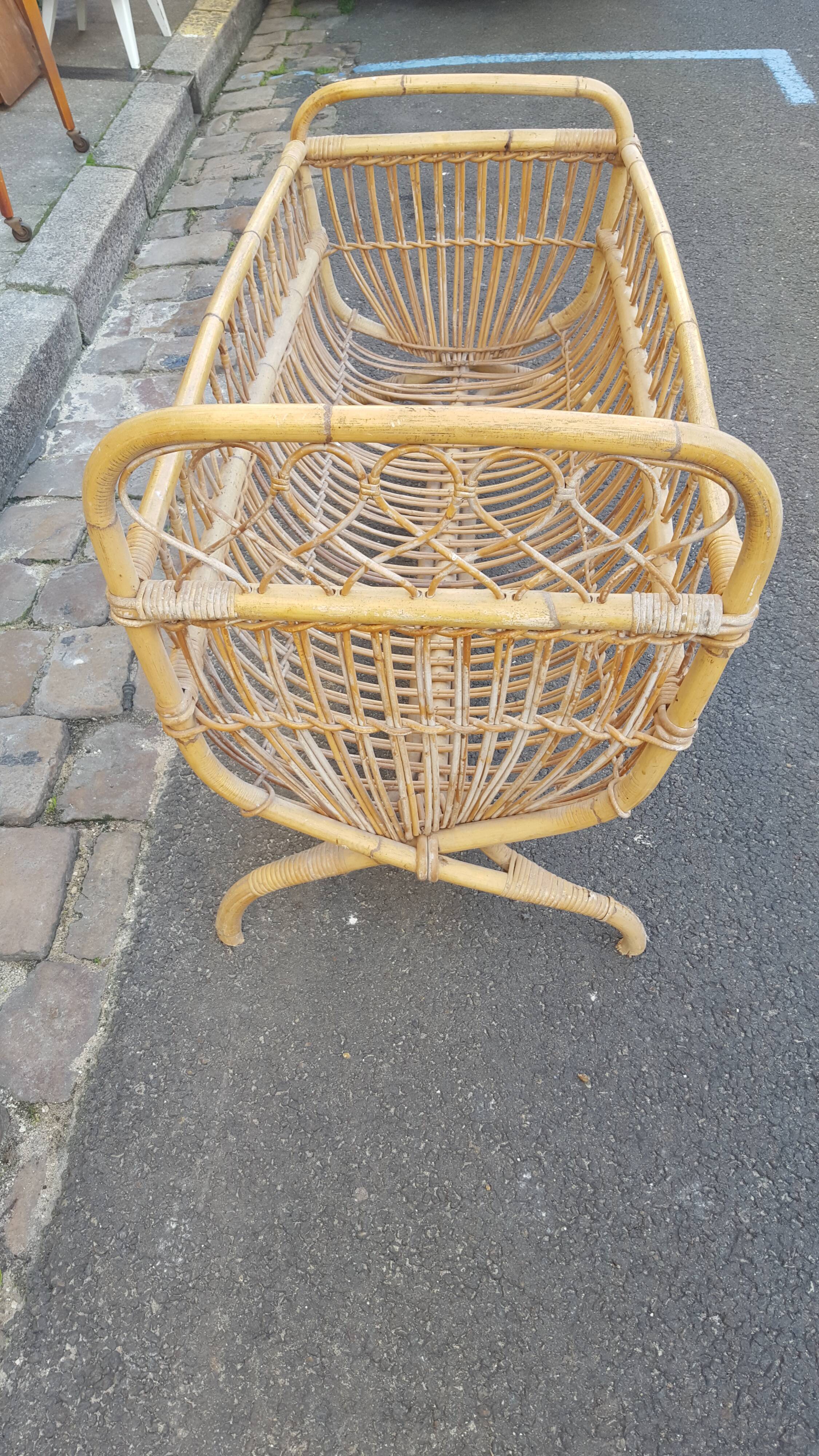 Rattan and bamboo child bed