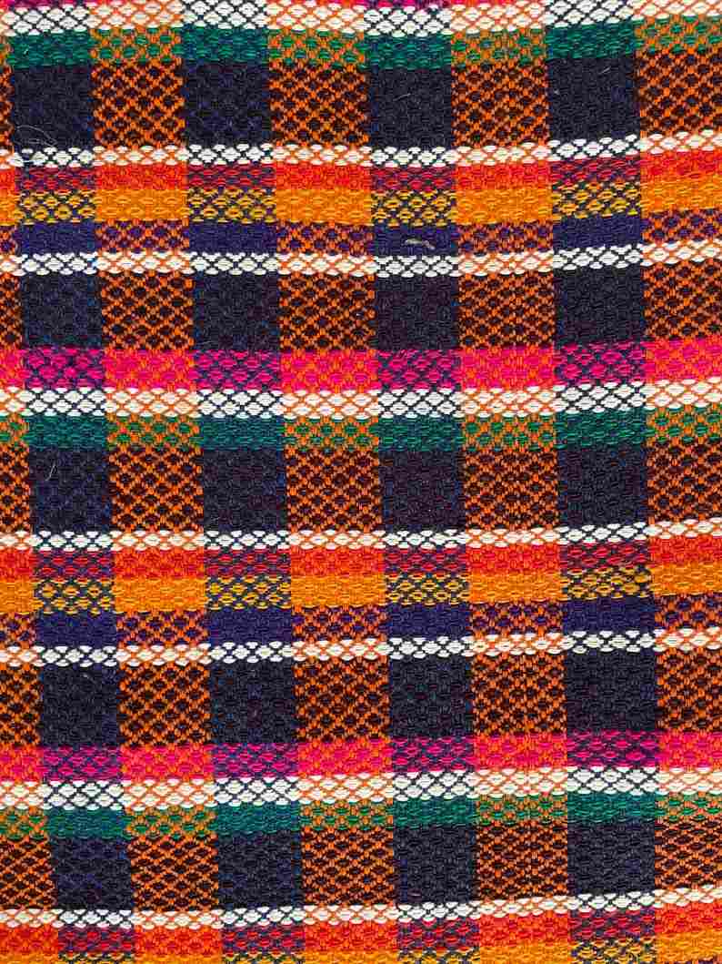 Handwoven vintage accent geometrical rug, colorful wool