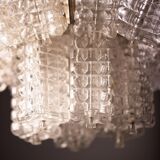 Vintage Austrolux Glass Chandelier: 1960s Mid-Century Modern Pendant Light