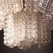 Vintage Austrolux Glass Chandelier: 1960s Mid-Century Modern Pendant Light