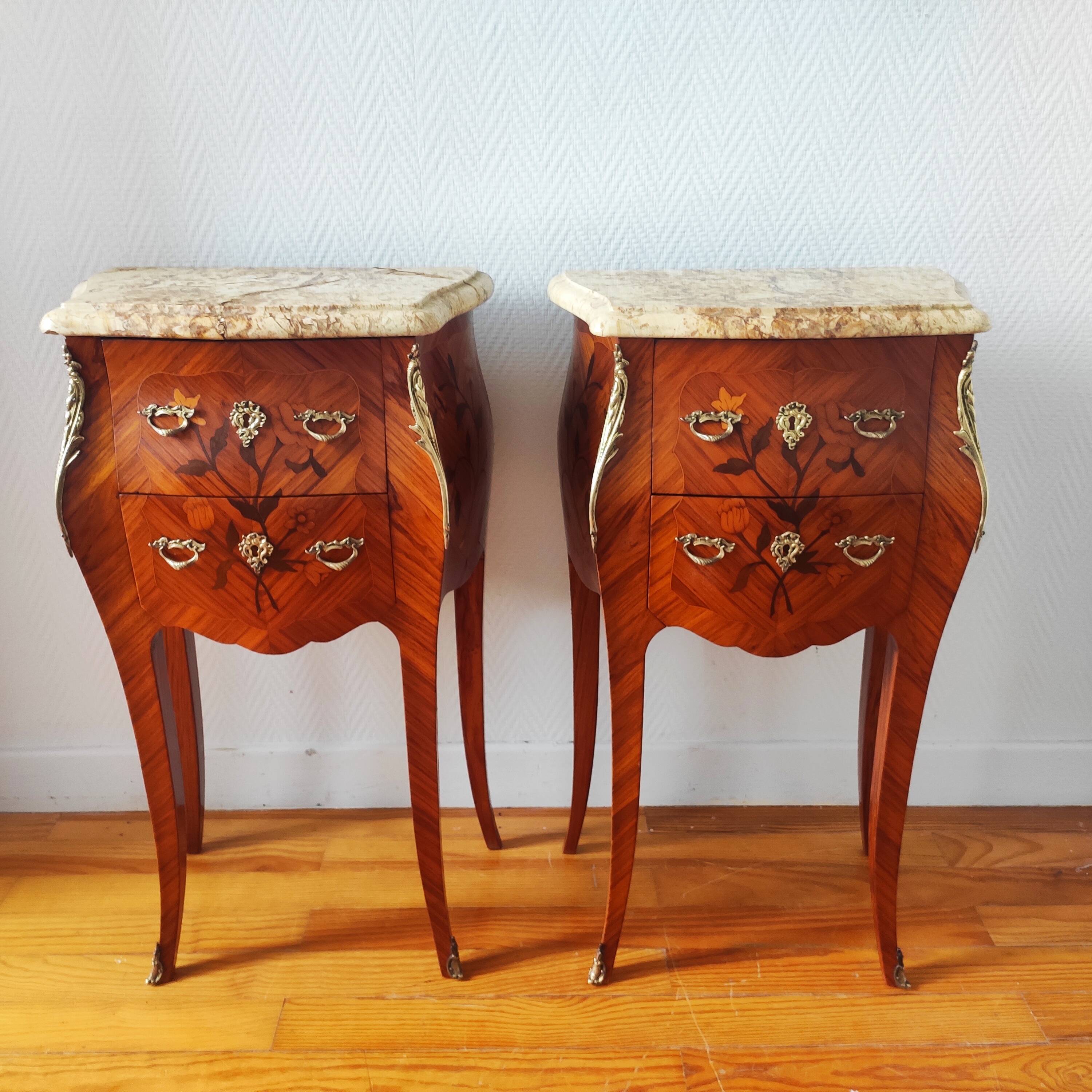 Pair of Louis XV style bedside tables