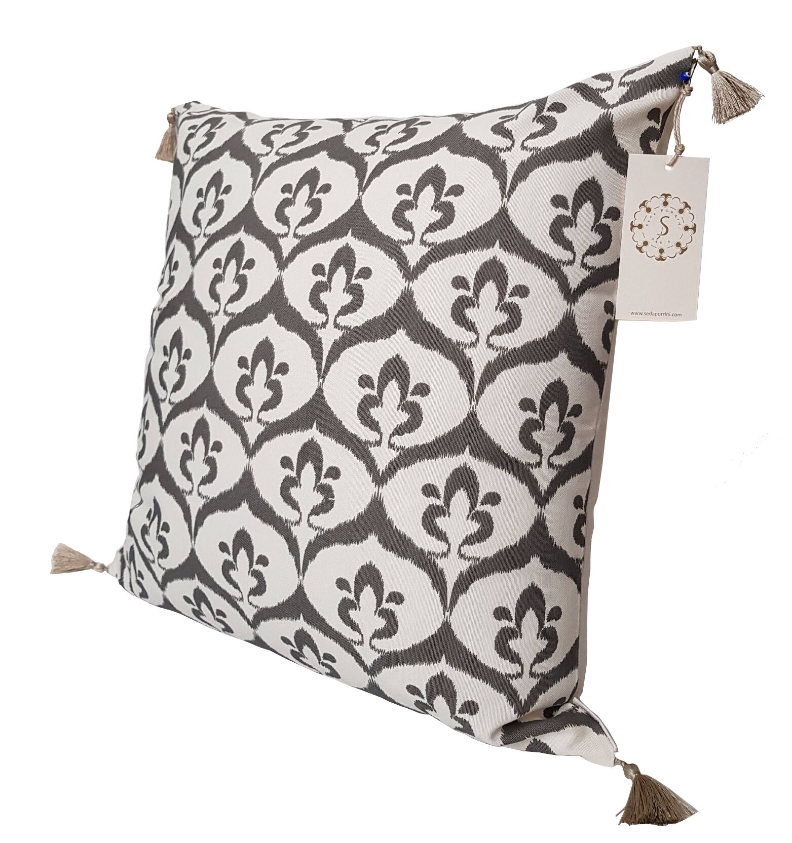 Ottoman cushion cover style ikat white/gray - 50 x 50