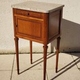 Marquetry headboard + bedside table