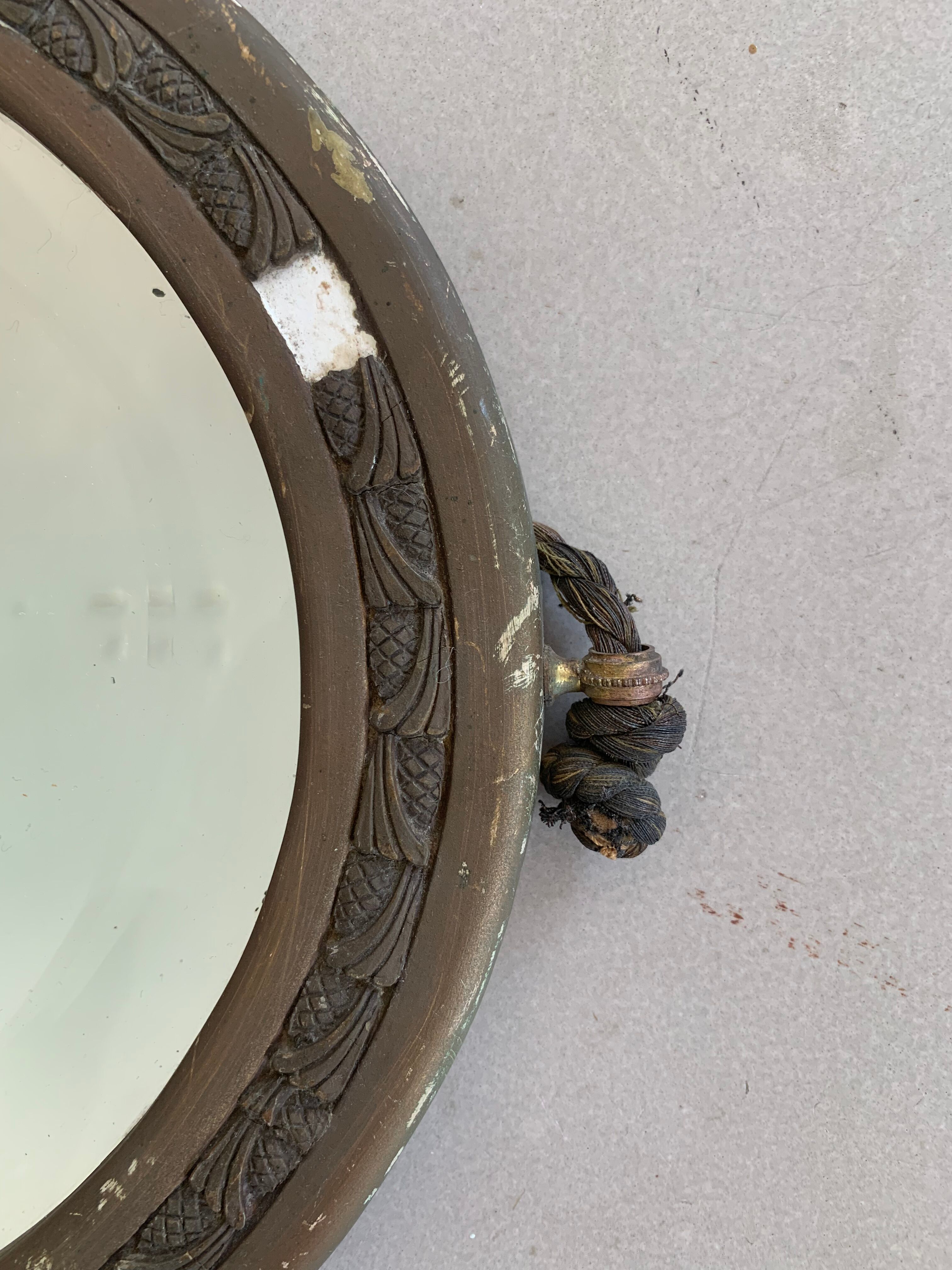 Antique beveled oval mirror 65cm