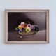 Vintage original flower oil painting, framed floral still life art