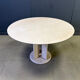 Round French travertine dining table 1970s