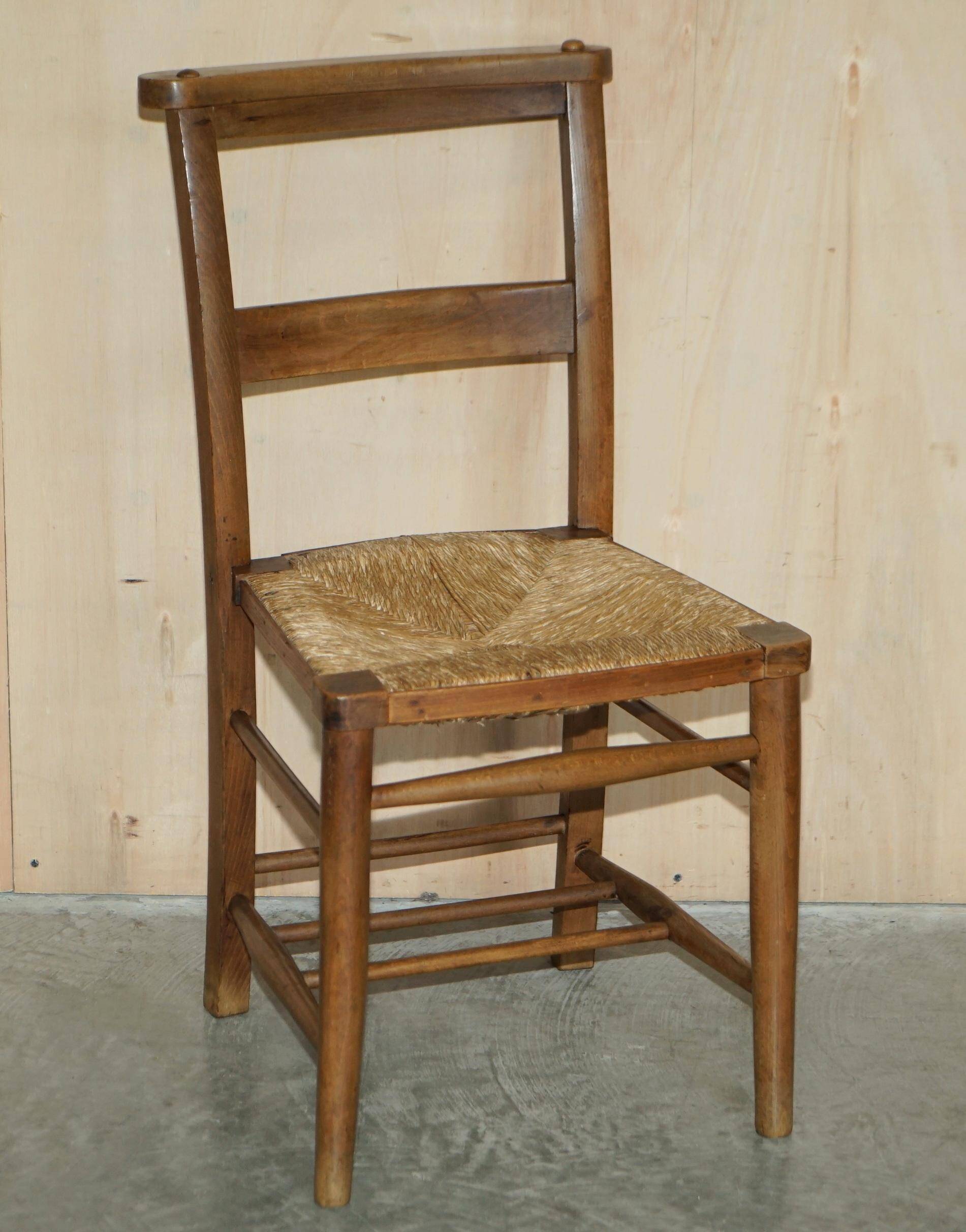 Set of six Dutch oak chairs with woven straw seats, circa 1860.