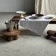 Pedestal dish in earthenware with green plant friezes H12 D24