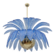 Mid-Century Modern Palm Leaves Big Chandelier Murano Glass and Brass