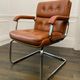 Vintage camel leather and chrome executive chair - Italian design by Co.Fe.Mo - 80's