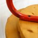 Pair of stools, red lacquered legs & wooden seat 1980s