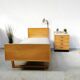 Vintage Scandinavian bed and lamp signed NK 1959