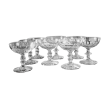 Set of 8 champagne glasses in carved blown glass