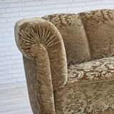 1960s, 3-seater Danish sofa, green furniture velour, ash wood legs.