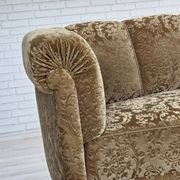 1960s, 3-seater Danish sofa, green furniture velour, ash wood legs.