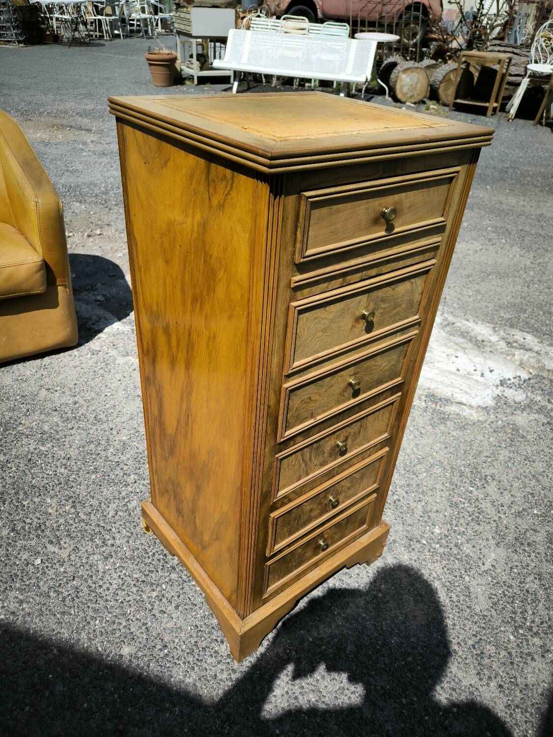 Small 4-sided Louis XVI style walnut cabinet