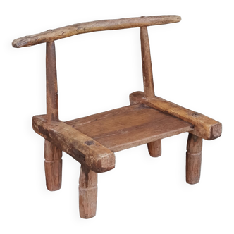 Antique wooden stool. Baoulé African art from Ivory Coast.