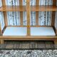 Solid raw oak school glass cabinet 1950