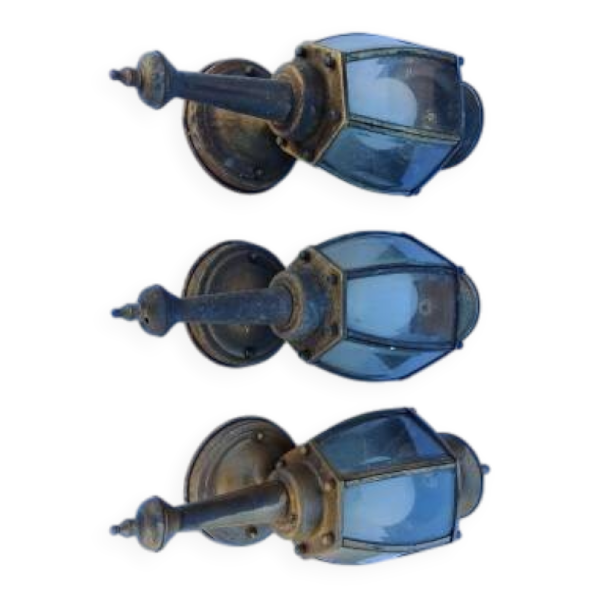 3 appliques laiton et verre