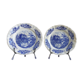 Lot de 2 assiettes creuses de collection en porcelaine Sarreguemines, années 1970